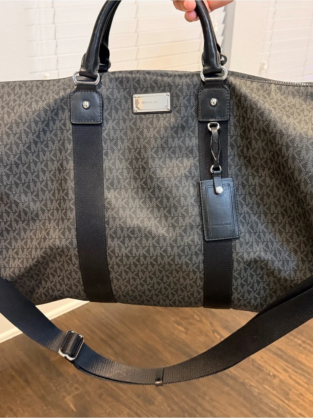 Michael Kors Black MK Logo Duffel Bag with Black Trim